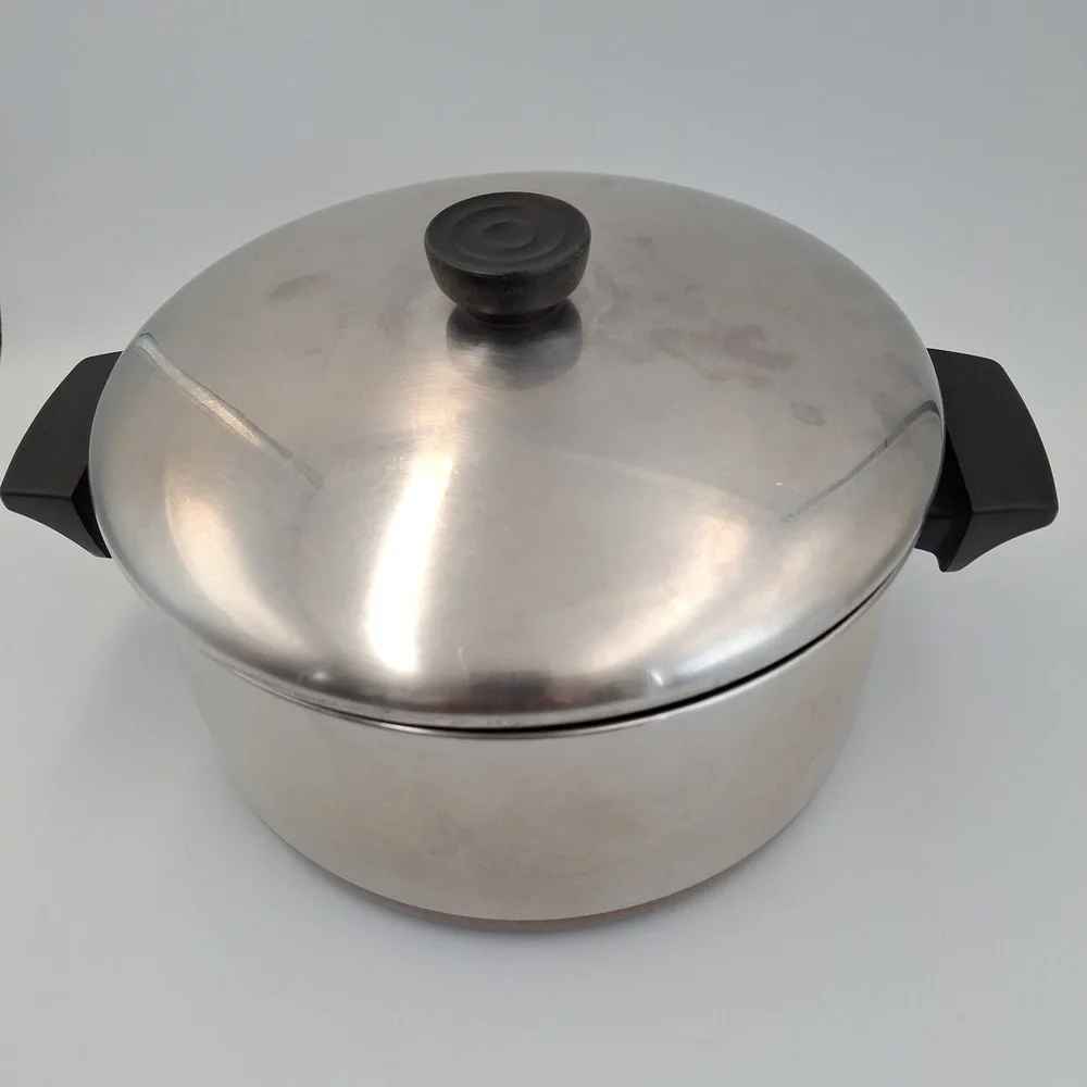 Vintage Revere Ware 4 1/2 Qt Copper Clad Stock Pot with Lid 1801 Clinton‎ IL USA